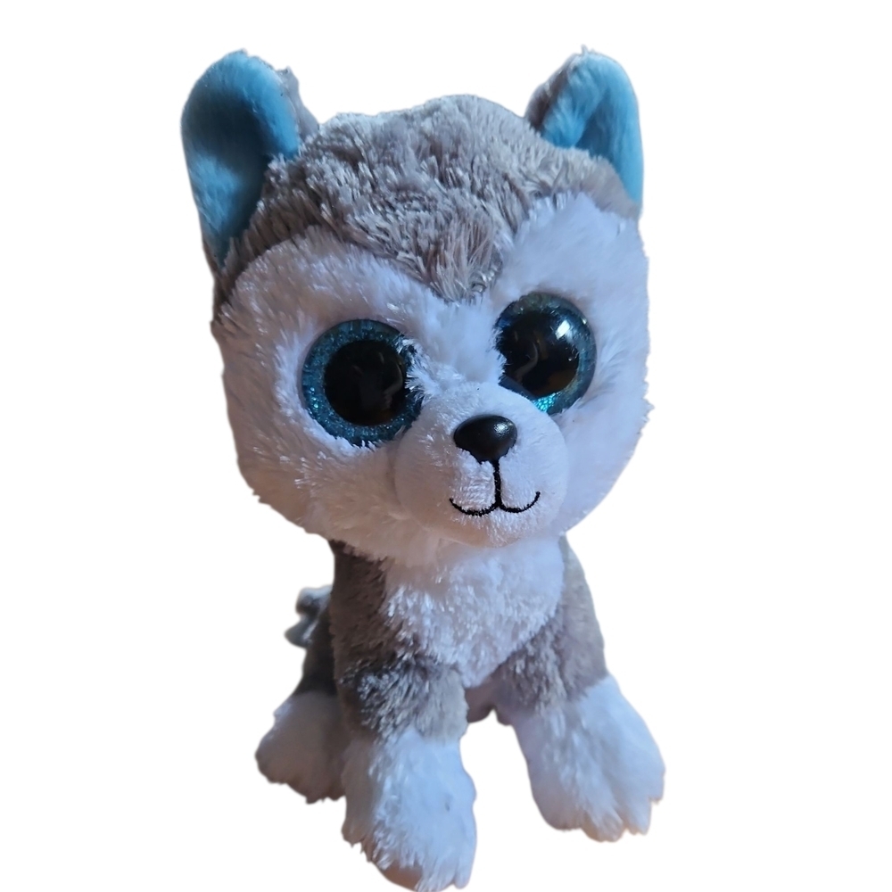 Ty Plush "Slush" The Husky with Gray and White Fur, Like New
